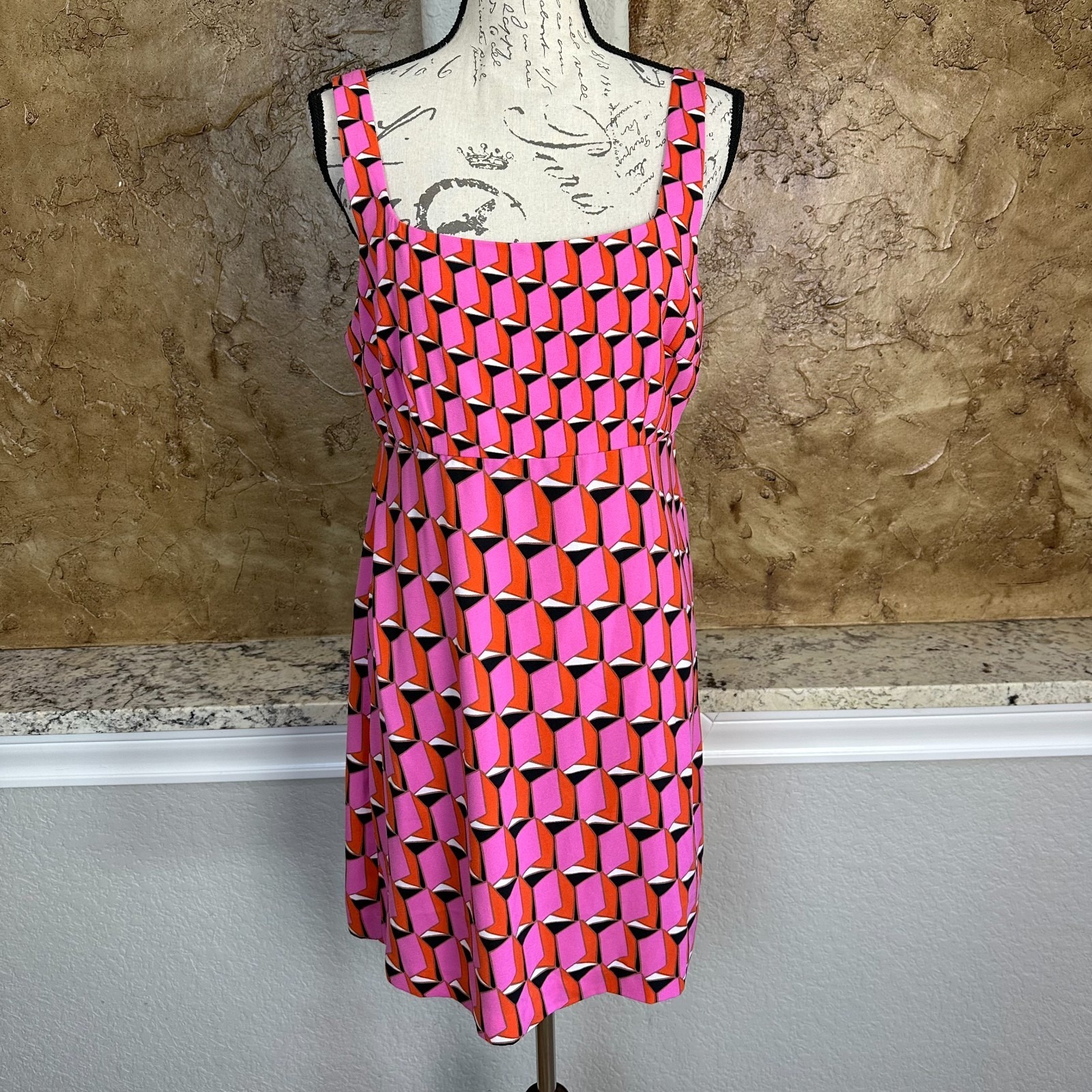 Diane Von Furstenberg X Target Dvf Mini Shift Dress 10 Modern Geo Pink Orange